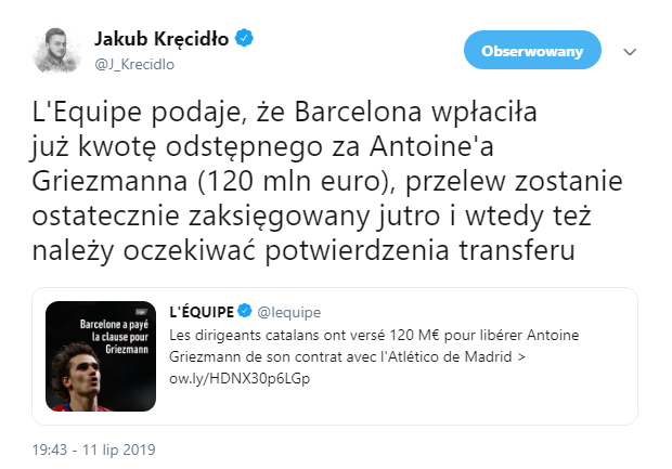 ''L'Equipe'': Wiadomo kiedy Griezmann zostanie PIŁKARZEM Barcelony